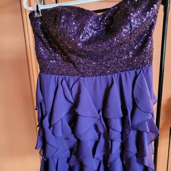 Jolie purple dress sequin bustier and ruffle skirt - Picture 1 of 7